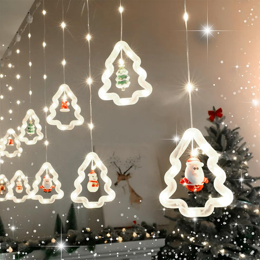 CORTINA DE LUCES FIGURA ARBOLES NAVIDEÑOS